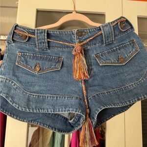Zimmermann Denim Shorts with Multicolor Tassel